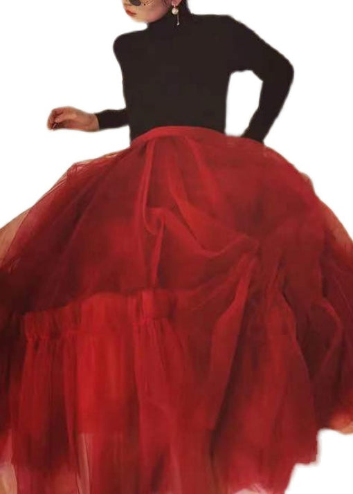 Plus Size Classy Black Mode Tüll Röcke Frühling