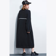 Plus Size Kleidung Mädchen Letter Print Kleid Lässige lose schwarze Kleider