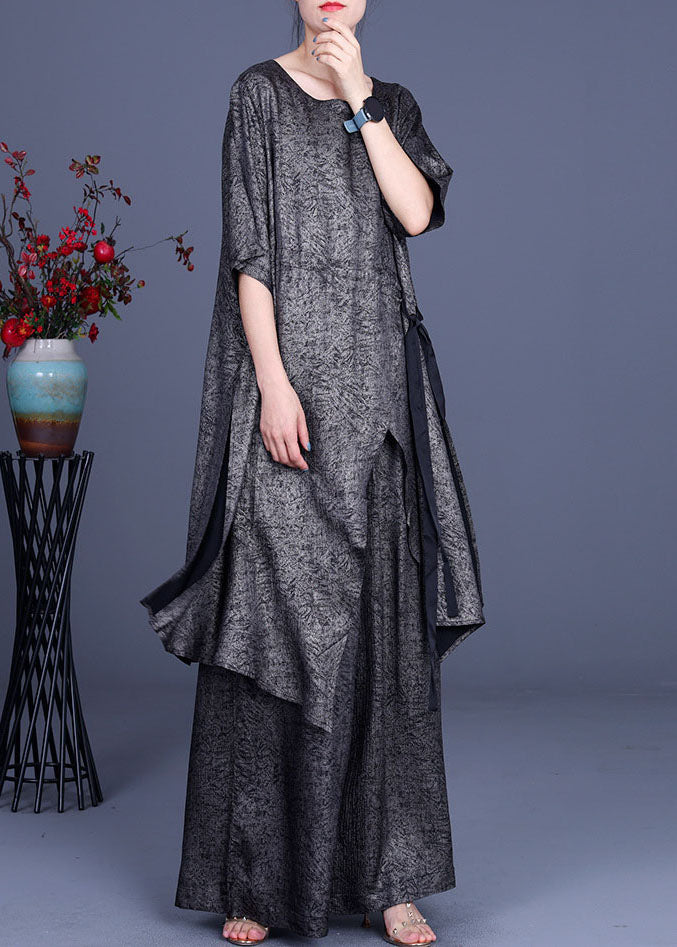 Plus Size Khaki Asymmetrische Krawatte Taille Zweiteiler Frühling