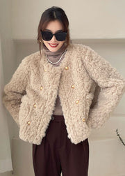 Plus Size Khaki Taschen Kunstpelz Wintermäntel Winter