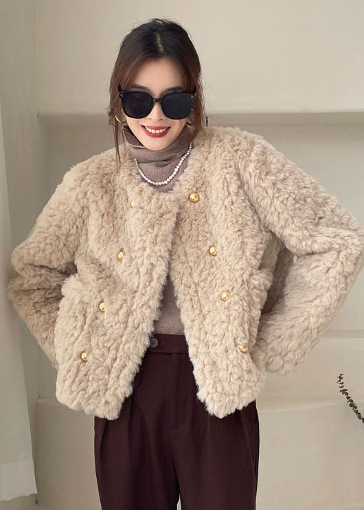 Plus Size Khaki Taschen Kunstpelz Wintermäntel Winter