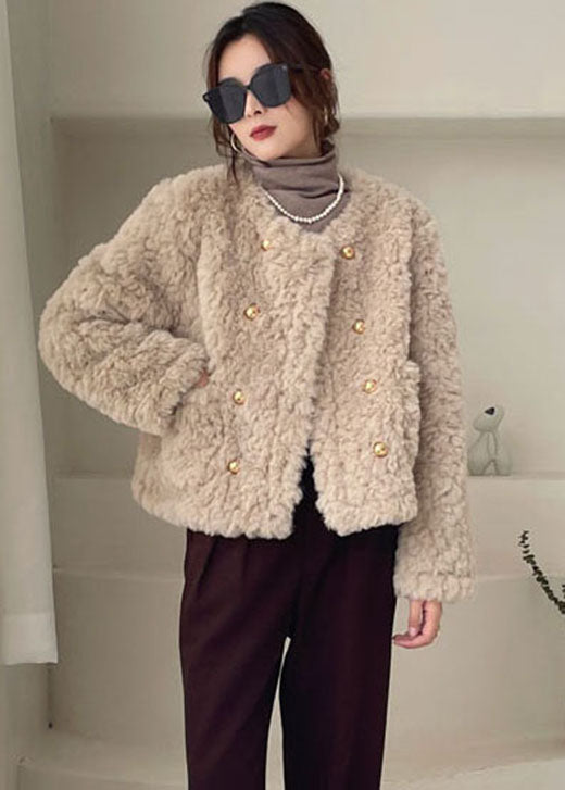 Plus Size Khaki Taschen Kunstpelz Wintermäntel Winter