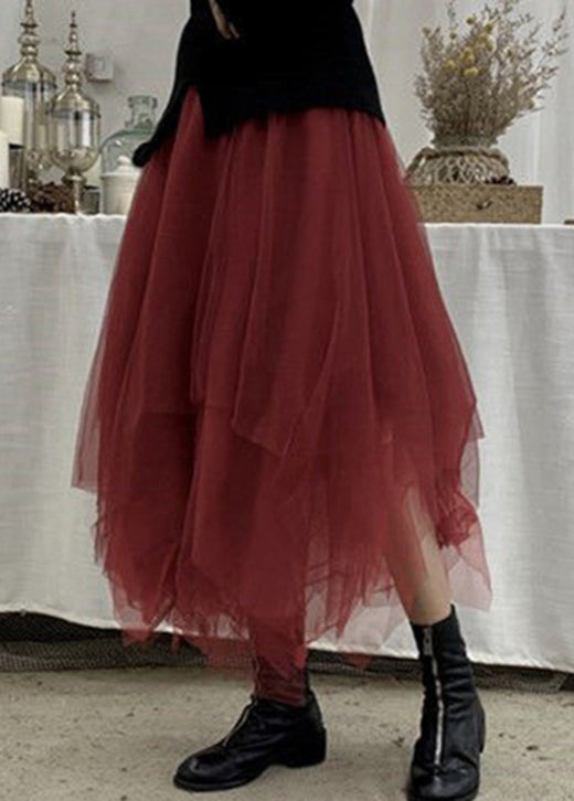 Plus Size Mulberry Asymmetrische Mode Tüllröcke Frühling