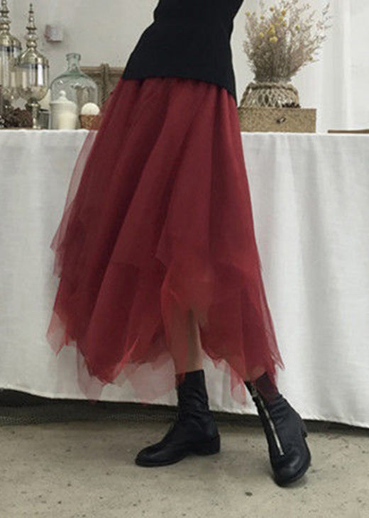 Plus Size Mulberry Asymmetrische Mode Tüllröcke Frühling