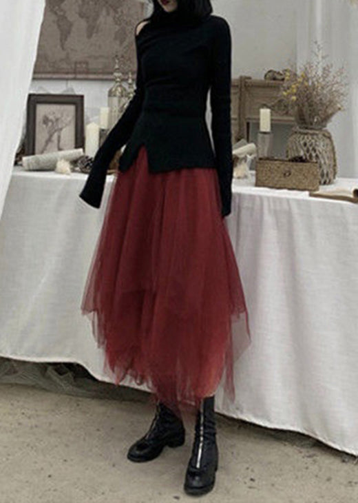 Plus Size Mulberry Asymmetrische Mode Tüllröcke Frühling