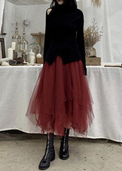 Plus Size Mulberry Asymmetrische Mode Tüllröcke Frühling