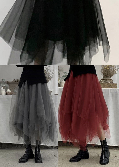Plus Size Mulberry Asymmetrische Mode Tüllröcke Frühling
