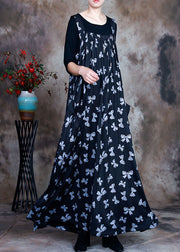 Plus Size Navy Print Taschen asymmetrisches Design Herbst 2-teiliges Outfit