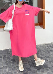 Plus Size Rose Graphic Cotton Long sleeve Summer Long Dresses - SooLinen