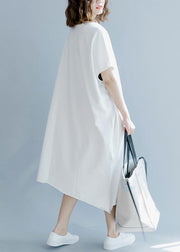 Plus Size White O-Neck Cotton Summer Maxi Dresses - SooLinen