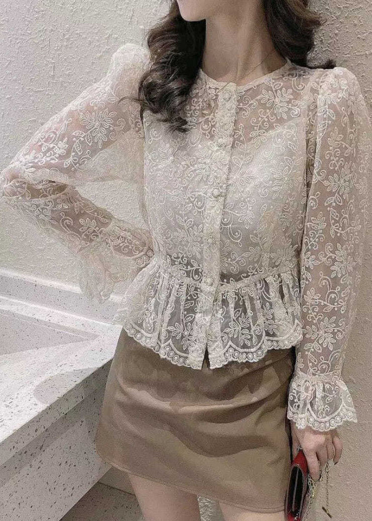 Plus Size White O-Neck Button Coat Spaghetti Strap Top Two Pieces Set Flare Sleeve