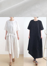 Plus Size White asymmetrical design Casual Maxi Summer Linen Dress - SooLinen