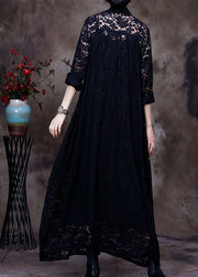 Plus size black V Neck lace Party Dress Spring