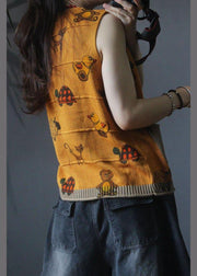 Retro Cartoon Printed Knitted Vest Girl - SooLinen