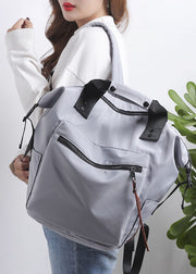 Retro Grey Solid Cotton Backpack Bag