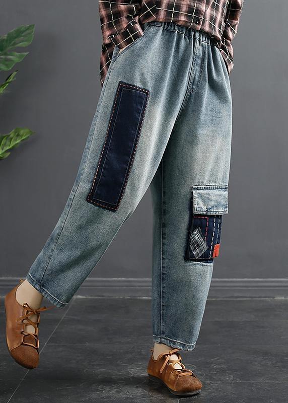 Retro Patch Embroidered Jeans Women&