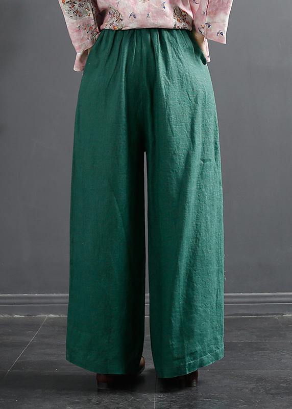 Retro Semi Elastic Waist Wide Leg Pants Women&