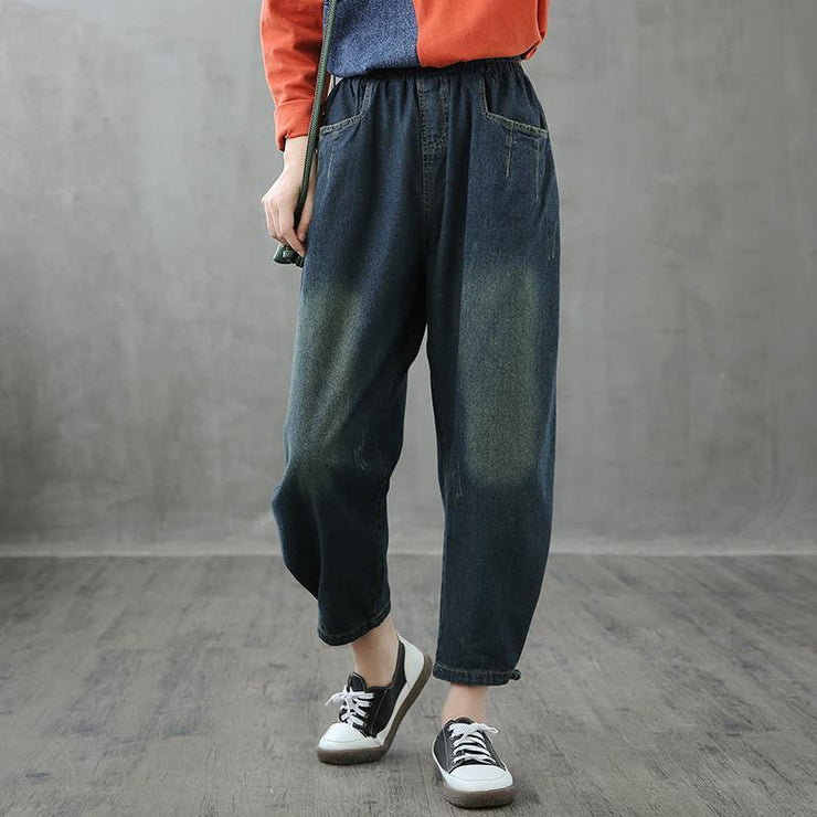 Retro jeans loose high waist long pants new casual cropped pants - SooLinen
