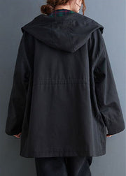 Einfache schwarze Mode Lässige Herbst-Trenchcoats mit Reißverschluss
