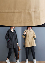 Einfache schwarze Mode Lässige Herbst-Trenchcoats mit Reißverschluss