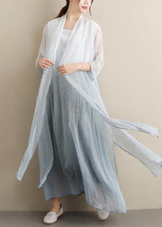 Simple O Neck Two Pieces Summer Clothes Women Fabrics Gradient Grey A Line Dress - SooLinen
