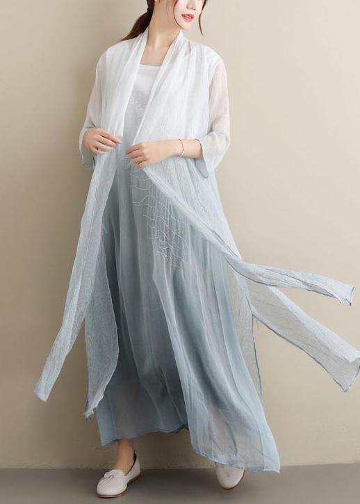 Simple O Neck Two Pieces Summer Clothes Women Fabrics Gradient Grey A Line Dress - SooLinen