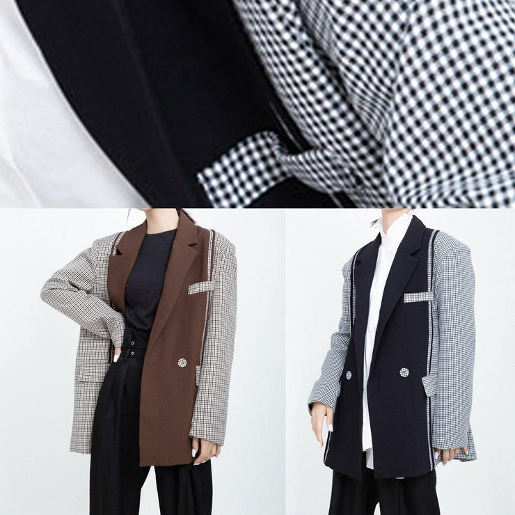 Simple black Fashion clothes For Women Wardrobes lapel collar patchwork outwear - SooLinen