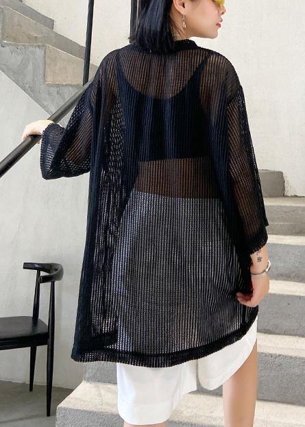 Simple black cotton tops women o neck half sleeve Plus Size Clothing shirt - SooLinen