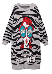 Simple black print Sweater Aesthetic Street Style o neck Art knitwear - SooLinen