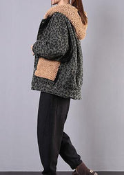 Simple hooded patchwork Fine clothes For Women army green daily outwears - SooLinen