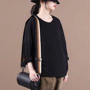 Simple o neck baggy fall clothes For Women Christmas Gifts black shirts - SooLinen