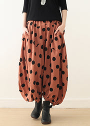 Simple pink dotted Cotton clothes For Women Pakistani Catwalk wide leg pants Plus Size spring pants
