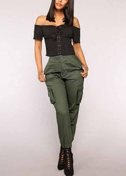 Solid Color High Elastic Waist Casual Harem Pants - SooLinen