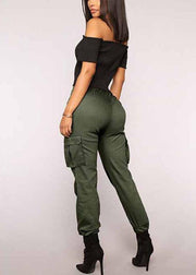 Solid Color High Elastic Waist Casual Harem Pants - SooLinen
