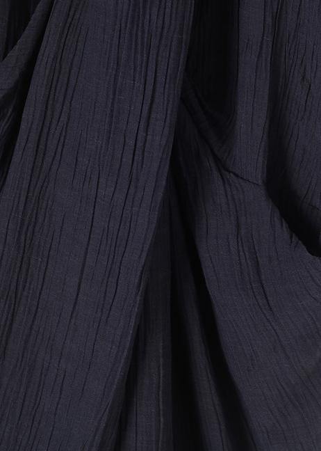 Spring And Summer New Black Linen Vintage V-neck Robe - SooLinen