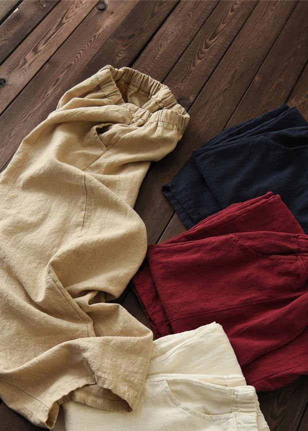 Spring cotton linen women retro ramie wild trousers women&