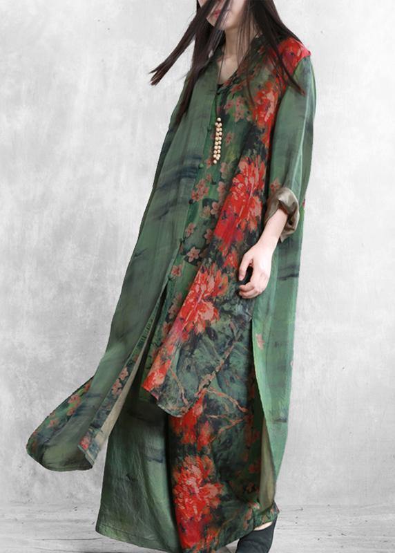 Spring silk suit loose loose irregular long shirt casual wide leg pants - SooLinen