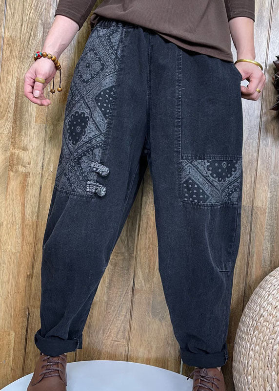 Stil Schwarze Denim-Hosen mit Knopfaufnäher Frühling