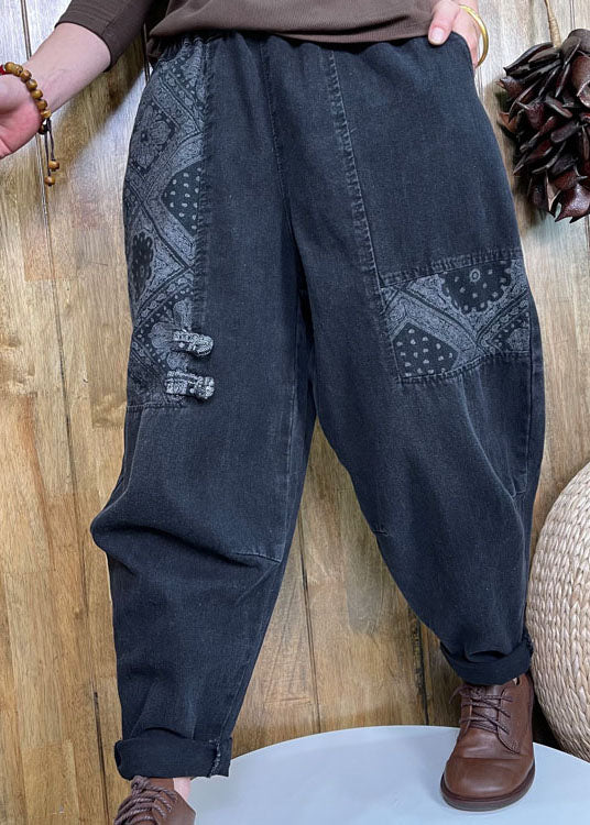 Stil Schwarze Denim-Hosen mit Knopfaufnäher Frühling