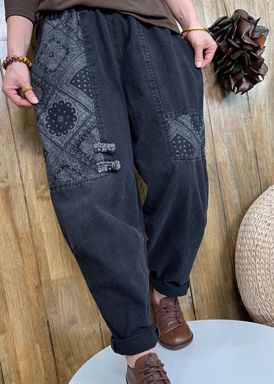 Stil Schwarze Denim-Hosen mit Knopfaufnäher Frühling