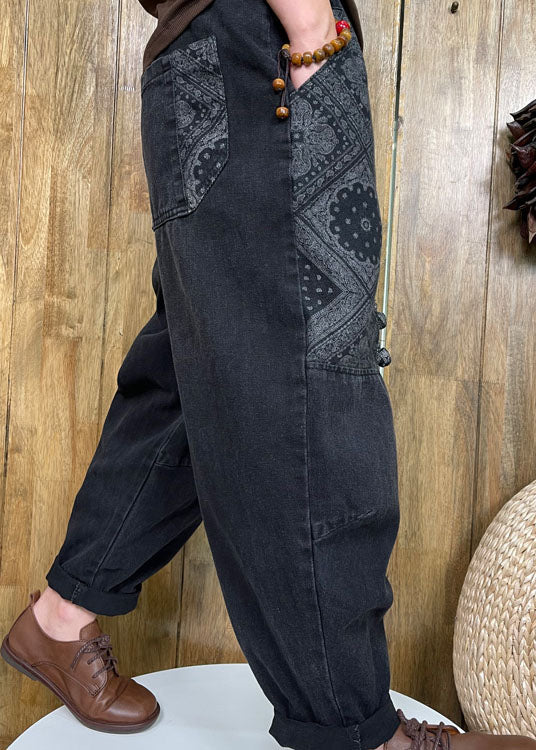 Stil Schwarze Denim-Hosen mit Knopfaufnäher Frühling