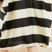 Style Black White Striped Chiffon Batwing Sleeve Spring Dress - SooLinen