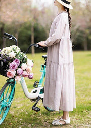 Style Pink Ruffled Patchwork Holiday Dress Summer - SooLinen