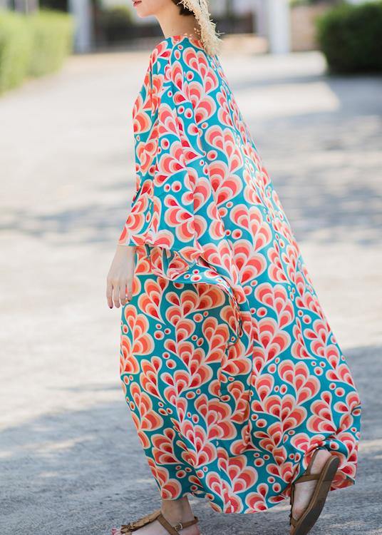 Style Print Kaftan Batwing Sleeve Maxi Dresses - SooLinen