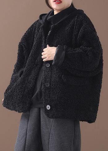 Style black Plus Size Coats Women Shape winter patchwork hooded outwears - SooLinen
