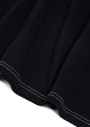 Stil schwarz bedruckt Baumwolle Steppkleidung Plus Size Muster O-Ausschnitt Baumwolle Sommerkleider