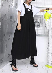 Style high waist cotton quilting dresses Outfits black strap loose Dress summer - SooLinen