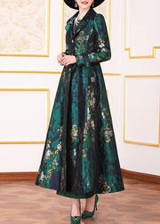 Style navy prints Fashion outfit Work Outfits tie waist  big hem outwears - SooLinen