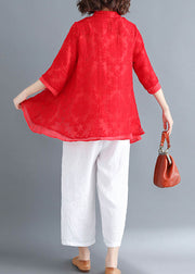 Stil weiße Spitze Top Silhouette Frauen Button-Down-Kleider Sommerbluse