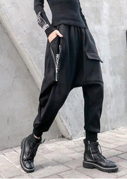Style zippered shorts  black Wardrobes big pockets pant - SooLinen